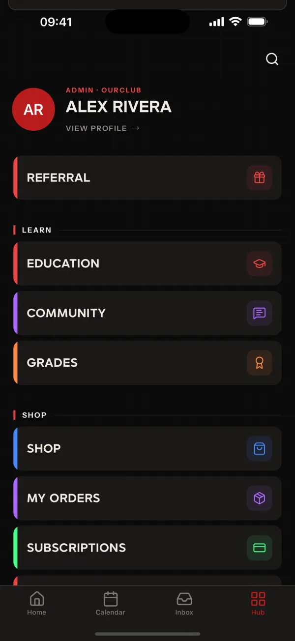 OurClub member home hub